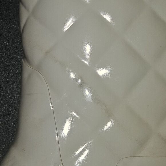 HUNTER Refined Gloss Quilted Rubber Rain Boots Mid Calf US 7 EU 36 Cream - Picture 11 of 15